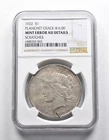 Mint Error AU Details 1922 Peace Silver Dollar Planchet Crack @6:00 NGC *1953