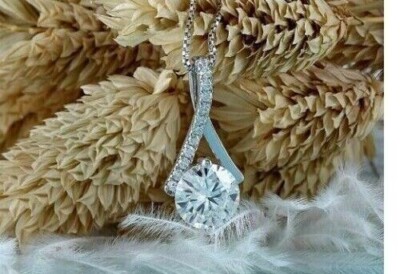 1.80 Ct Round Cut Simulated Diamond Women Fancy Pendant In 14K White Gold Plated