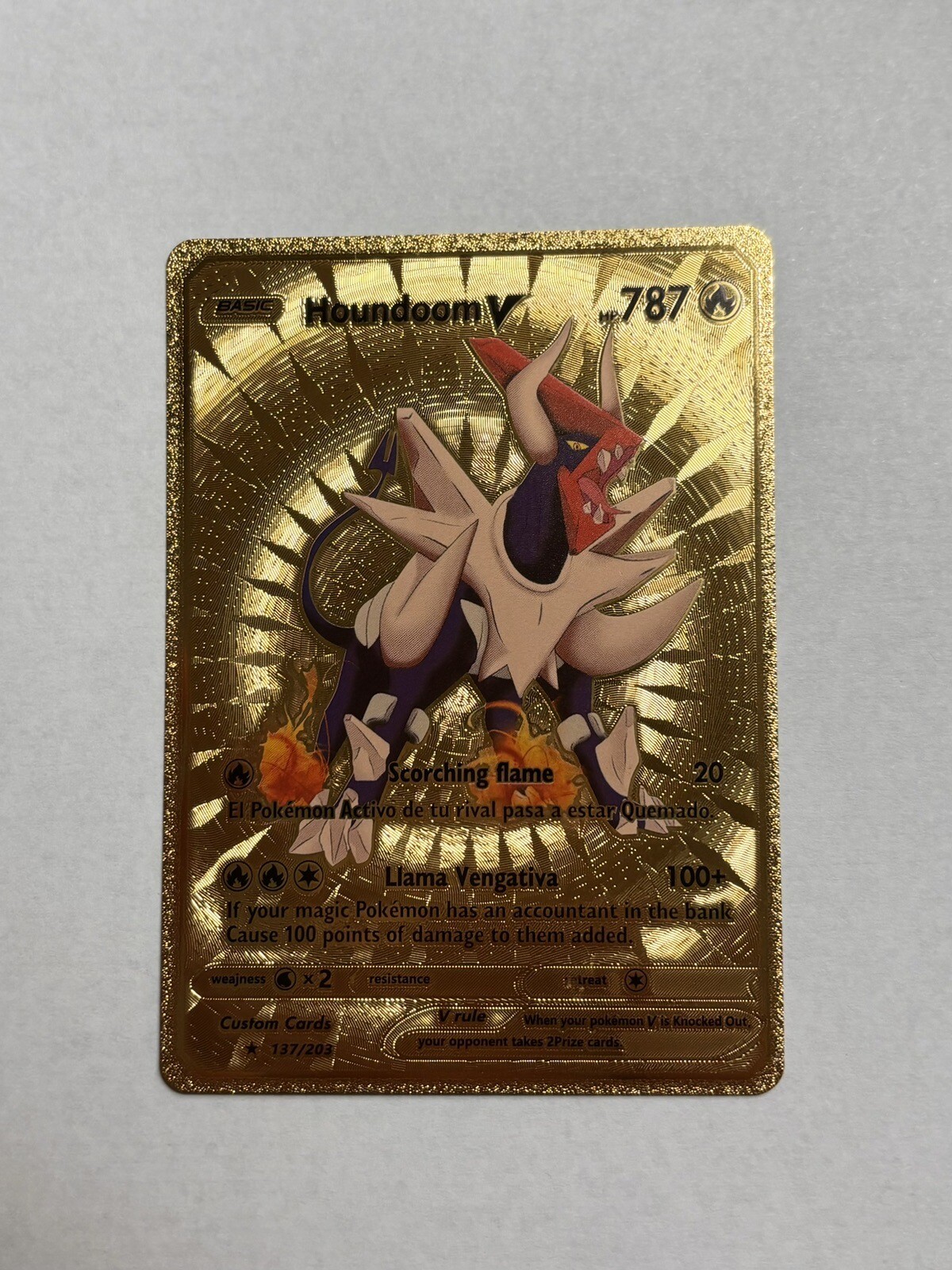 Houndoom V 787 HP Llama Vengativa Gold Foil Fan Art Display Card NM