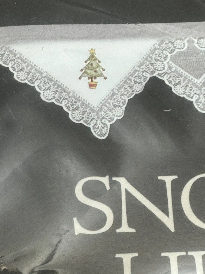 NEW Heritage Lace Fireplace Mantle Scarf Ecru Snowman TreeScallops 19X89" USA - Image 2 of 4