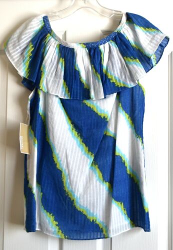 MICHAEL KORS FLOUNCE STRIPED TOP - SIZE LARGE - NEW WITH TAGS! - Picture 4 of 12