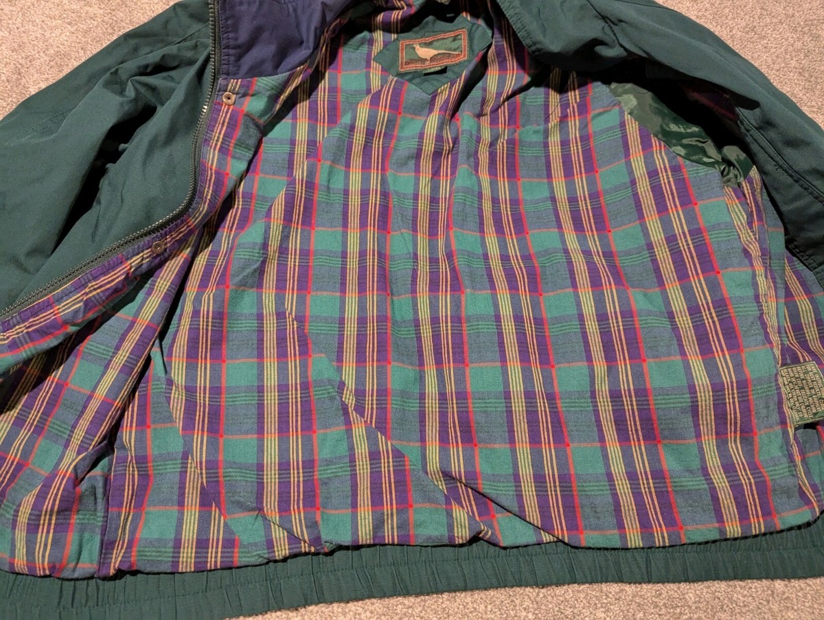 Vintage Field & Stream Jacket Mens Large Green Flannel Lined
