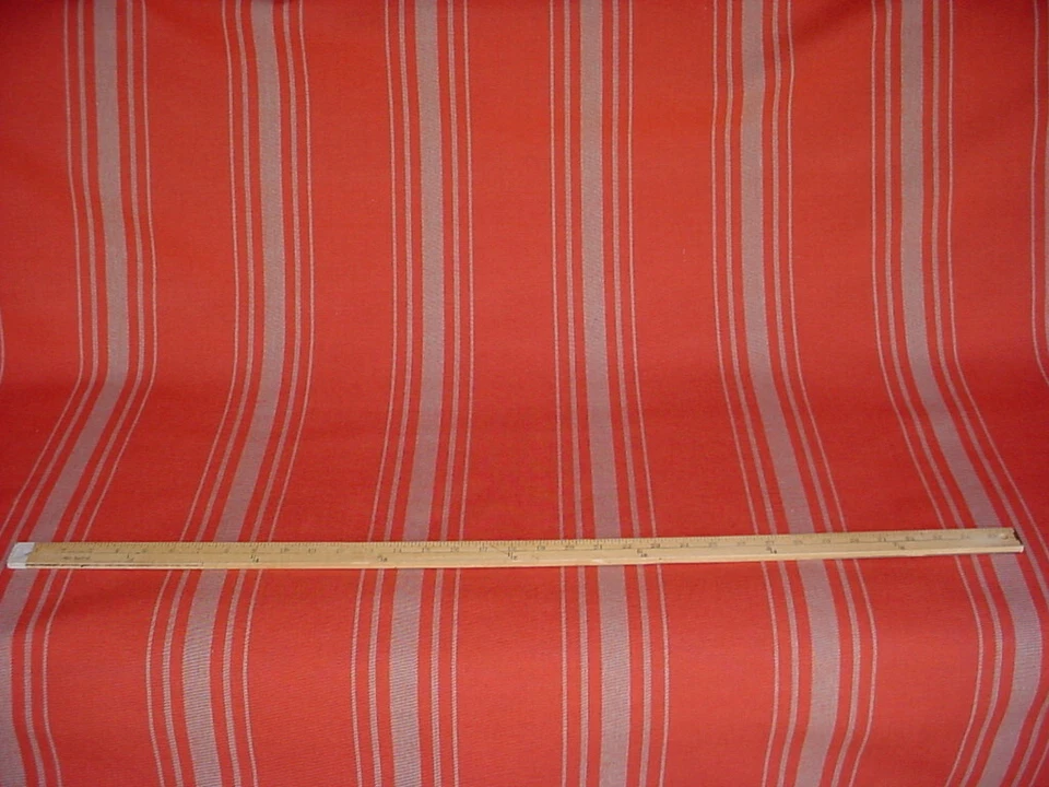 6-1/8Y Laura and Kiran 2270 Harbor Stripe Chili Cotton Drapery Upholstery Fabric - Image 3 of 4