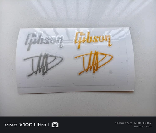 1Sets Gibson Guitar Bass Vinyl Silkscreen RAISED Headstock Self-Adhesive Sticker