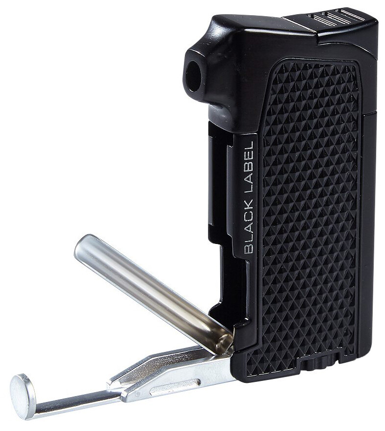 Black Matte Lotus Condor Pipe Lighter with Fold Out Pipe Tamper & Shovel - 8268
