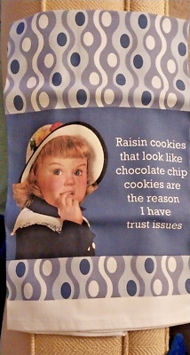 Kitchen & Tea Towel - Raisin Cookies that look... ~ Ephemera Large 32'' x 18''