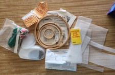 Lot of Plastic Canvas Wood Hoops For Crafts In Handmade Craft Bag New & Used