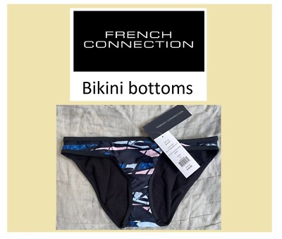  Bikinihose FRENCH CONNECTION FCUK blau schwarz Bademode Badeslip Größe 8 XS
