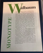 Monotype Corporation Walbaum typeface leaflet printing ephemera