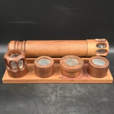 1986 Steven Gray Universal Wood Kaleidoscope 5 Cel Set & Base