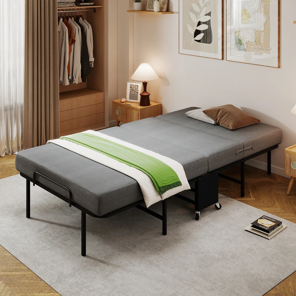 DUJAHMLAND Folding Bed with Mattress Portable Foldable Guest Beds-TWIN SIZE - Image 3 of 4