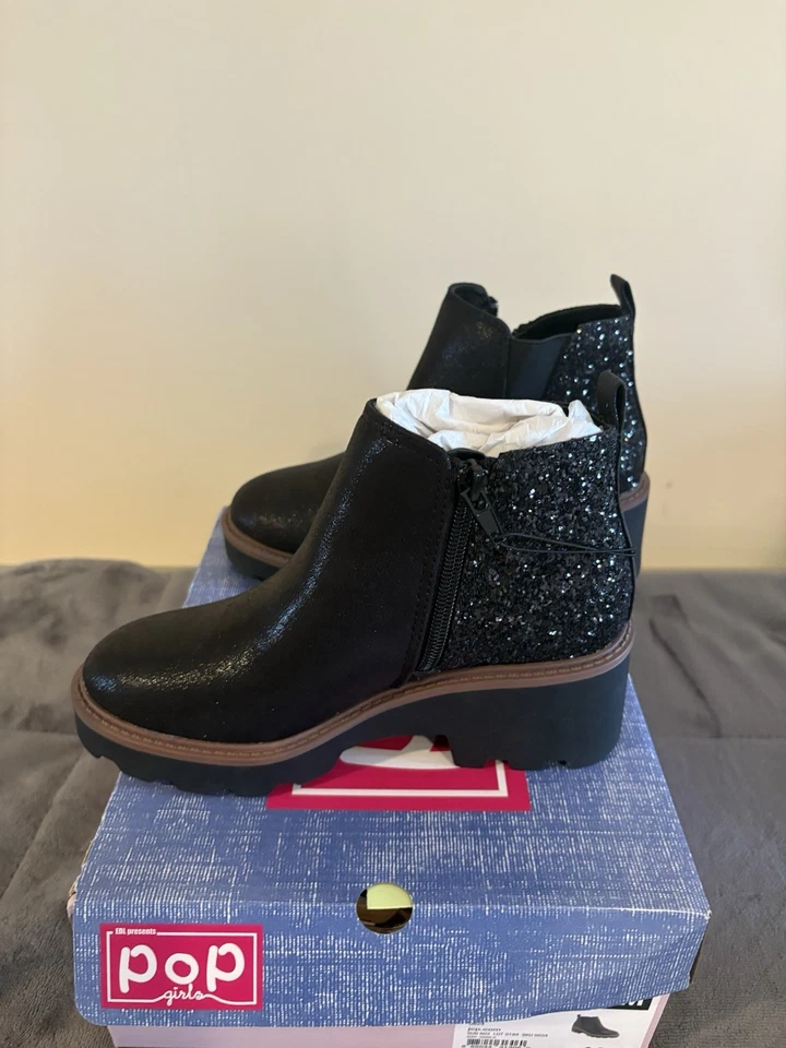 Botas de invierno Pop Girls al tobillo brillantes talla 13 Foto 2 de 3