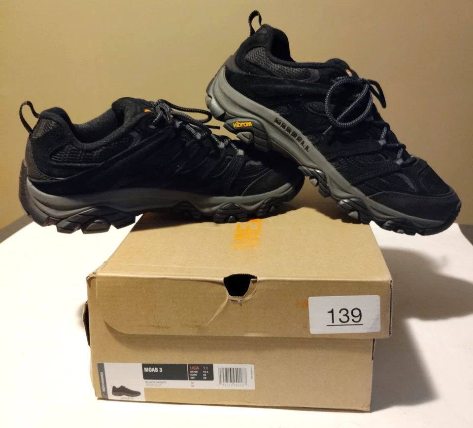NEU Merrell MOAB 3 schwarz Nacht Wanderschuhe Herren Gr. 11 Hiker Vibram