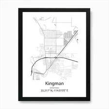 Kingman,United States Minimalist Ma Framed Wall Art Poster Canvas Print Picture