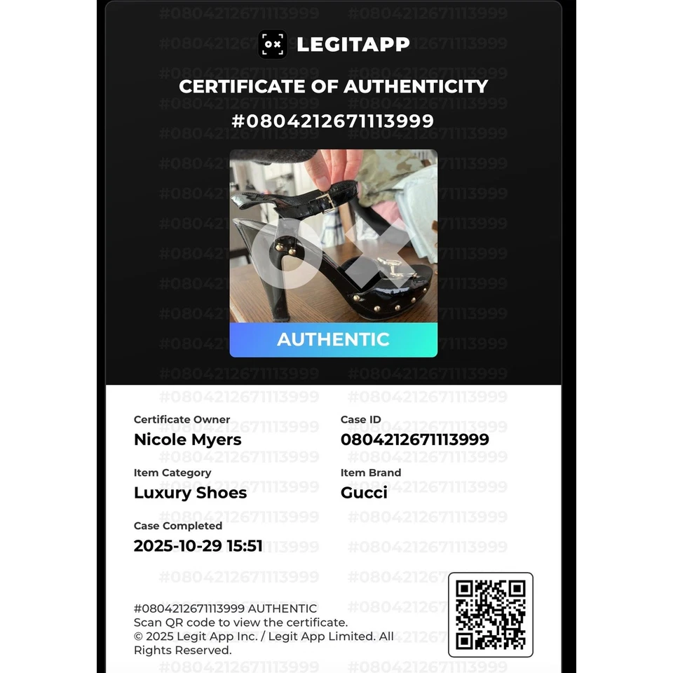 GUCCI Sand Pelle Talla 8 Negro Charol Tacones de Caballo Sandalias Caja Certificado de Autenticidad Auténticas Foto 2 de 4