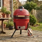 PLKAM13 13-inch Ceramic Kamado Grill Portable Charcoal BBQ Smoker Red