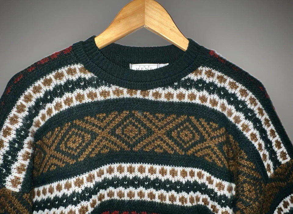 Vtg 80s/90s Men's Store Sears Sweater Acrylic Geometric Pullover Crew Neck - XL - Image 2 of 4