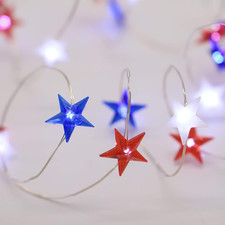 Red White and Blue Lights for 4Th of July Decorations 10 FT 40 LED Star Lights w