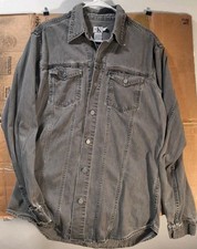 90'S Calvin Klein JEANS Long Sleeve Black Denim Shirt Men's Size L Vintage /...