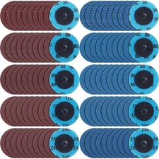 Chumia 250 Pcs Mix Roll Lock Discs Set 36 60 80 120 240 Grit 2 Inch Red,Blue 