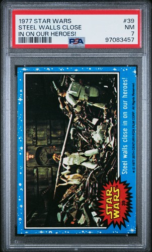 1977 Topps Star Wars #39 Steel walls close in on our heroes! — PSA 7