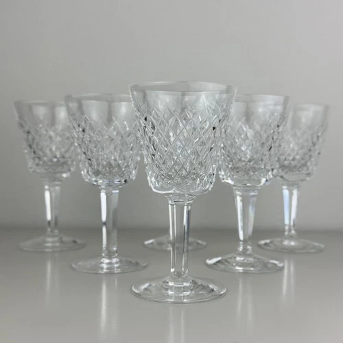 Set of 6 Waterford Vintage Crystal Alana Claret Wine Stem Glasses 5 7/8” EUC