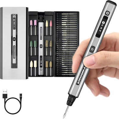 ARROWMAX Mini-Gravierstift, Hollowcup-Motor, 42 Bits Mit Aluminiumgehäuse, OLED,