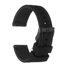 Silicone Watch Bands 20mm Soft Watch Bands with Frosted Buckle, Pure Black