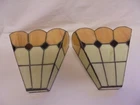 VINTAGE PAIR ART DECO TIFFANY STYLE STAINED GLASS WALL LIGHT LAMP SHADE LOXTON