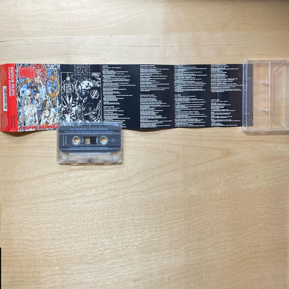 Napalm Death- Utopia Banished Cassette Tape 1992 Earache Records PLAY TESTED - Image 3 of 4