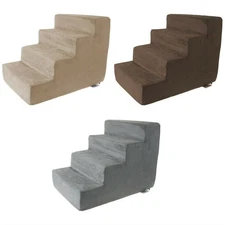 4 Steps High Density Foam Pet Stairs Removable Zipper Cover 15 inches High