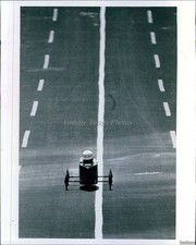 1981 Photo Derby Course Lone Car Races Down Middle Solid Line Racing 8X10
