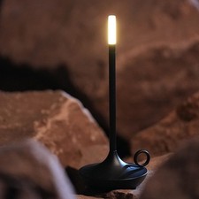 (Black)Cordless Table Lamp Innovative Candle Shape 3 Levels Brightness