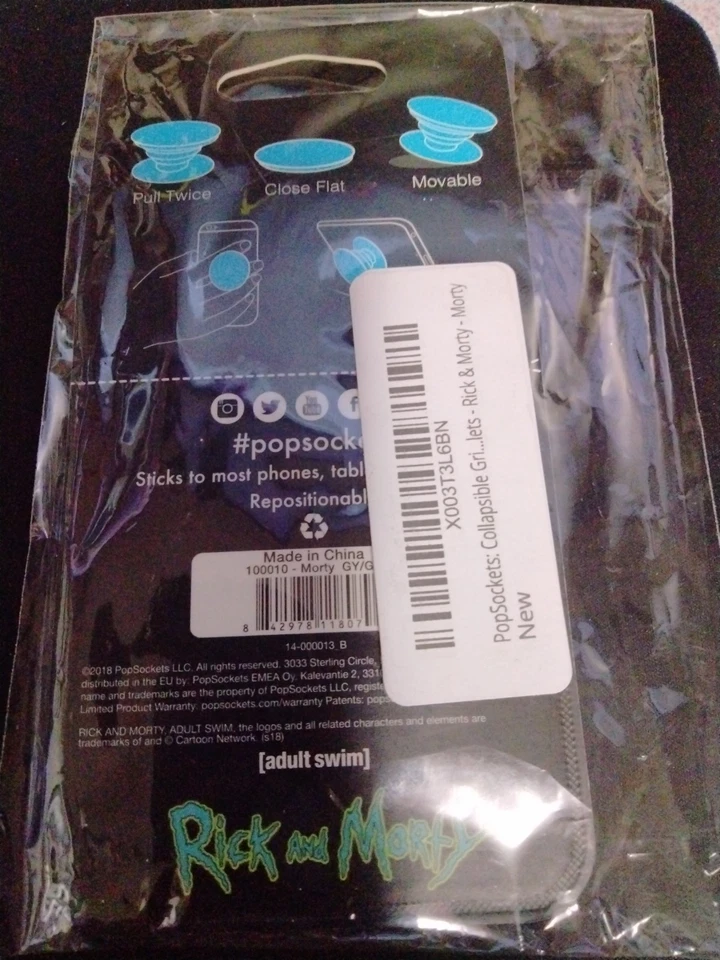 Empuñadura plegable PopSockets para teléfonos y tabletas - Rick & Morty / Morty Green Foto 2 de 2