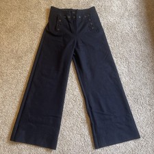 VTG US Navy 24  Wide Leg Wool Deck Button Pants 29x28 Lace Back Bell Bottom 30R
