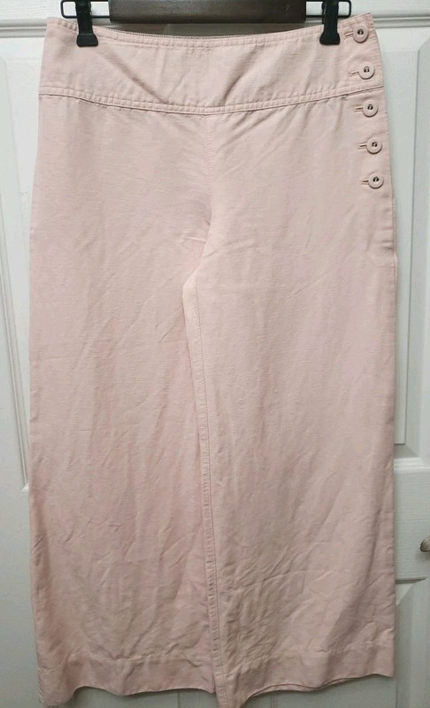 Cartonnier For Anthropologie Size 6 Linen/Cotton Palazzo Pants Pink Wide Leg