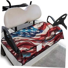 Universal Golf Cart Seat Cover with 4 Pockets Soft Golf Cart Seat American Flag