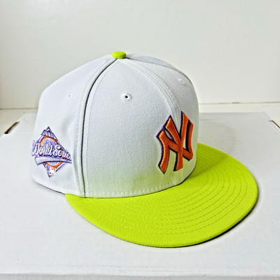 New York Yankees 59FIFTY Fitted Hat Cap 7 1/2 Neon Green 1996 World Series Patch