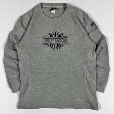 Vintage Y2K Harley Davidson Thermal Waffle Knit Shirt Men's Large Embroidered