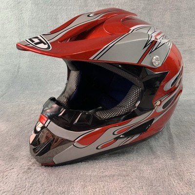 Full Face WLT-125 Helmet Red/Silver M/57-58 DOT Certified QC/Passed Motor Cross