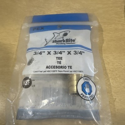 SharkBite 3/4 Inch Crimp Tee, Brass Plumbing Fitting, PEX Pipe, PE-RT, UC370LFA