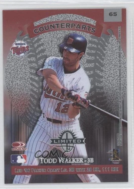 1997 Donruss Limited Counterparts Edgar Martinez Todd Walker #65 HOF - Image 2 of 2