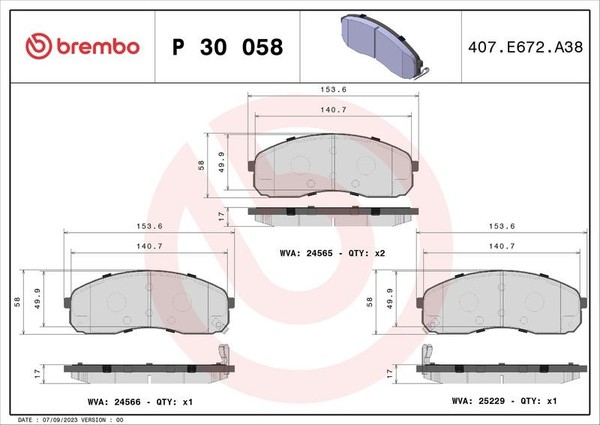 Brembo P 30 058 Bremsbelagsatz, Scheibenbremse FüR KIA-image