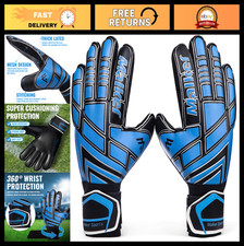 Goalkeeper Gloves with Fingersave & Double Wrist Protection - Strong Grip for Ki