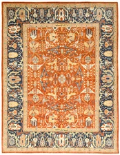 Hand-Knotted Pakistan Oushak Oriental Rug Large Orange Wool Carpet 9X12 ft
