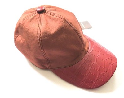 STEFANO RICCI Burnt Orange Silk with Crocodile Leather Baseball Cap Hat 60 XL