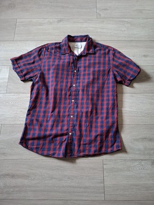 Jack & Jones Navy Blue & Red Checked Cotton Short Sleeved Shirt Derby Size XL
