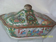 Chinese Rose Medallion Tureen Antique c1800's Qing Dy Hand Painted