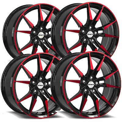 Set of 4) Shift H29 Blade 17x7.5 5x120 +35mm Black/Red Wheels Rims
