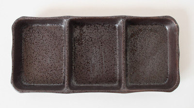 Mino ware Japanese Ceramics Three Section Plate Brown Black made in Japan (L)